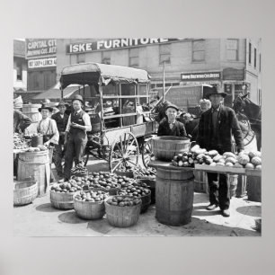 Gemüsemarkt, 1908. Vintage-Foto Poster