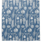 Gemüsemarkt Gemüse Kobaltblauer Denim Duschvorhang (Vorderseite)
