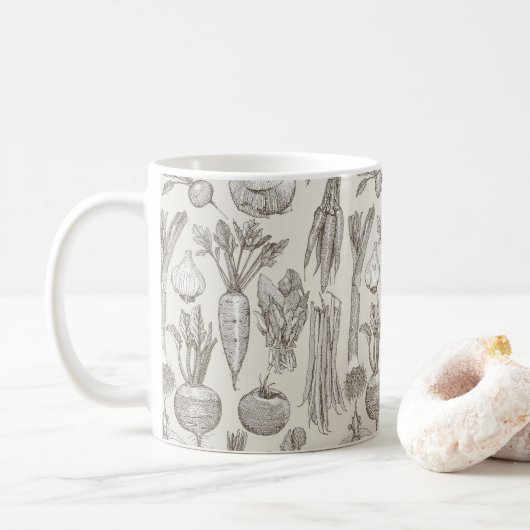 Gemüsemarkt Gemüse Tee stark weiß Kaffeetasse (Mit Donut)