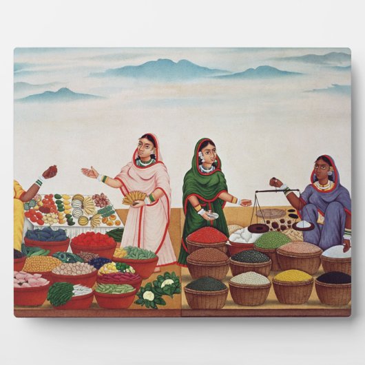 Gemüsemarkt in Benares, c.1840 (gou Fotoplatte (Vorderseite)