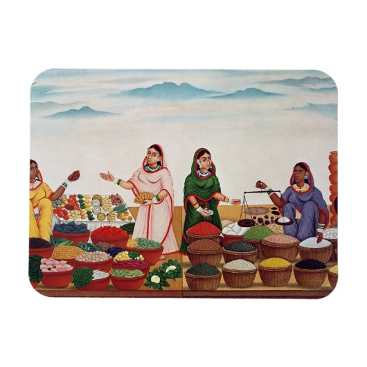 Gemüsemarkt in Benares, c.1840 (gou Magnet (Horizontal)