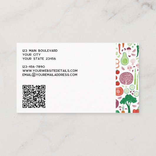 Gemüsematerial Catering QR-Code Visitenkarte (Rückseite)