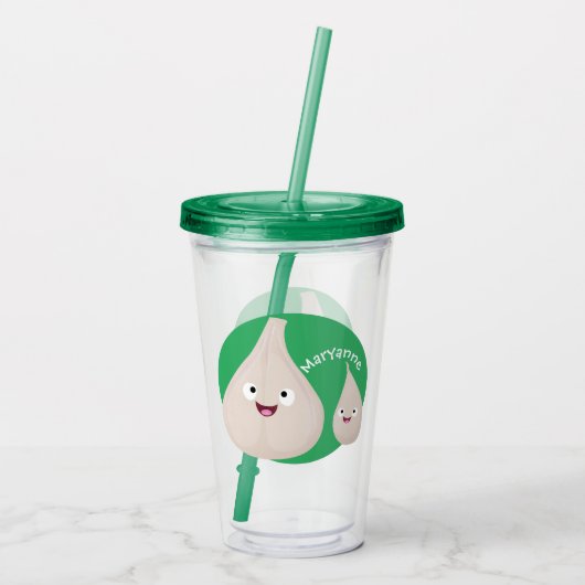 Gemüsemodelle für niedlichen Knoblauch-Cartoon Acryltrinkbecher (Rückseite)
