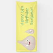 Gemüsemodelle für niedlichen Knoblauch-Cartoon Banner (Vertikal)
