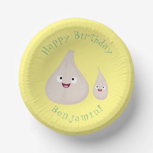 Gemüsemodelle für niedlichen Knoblauch-Cartoon Pappteller (Vorderseite)