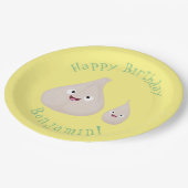 Gemüsemodelle für niedlichen Knoblauch-Cartoon Pappteller (Schrägansicht)