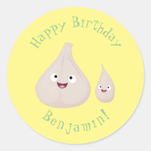 Gemüsemodelle für niedlichen Knoblauch-Cartoon Runder Aufkleber