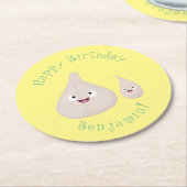 Gemüsemodelle für niedlichen Knoblauch-Cartoon Runder Pappuntersetzer (Angewinkelt)