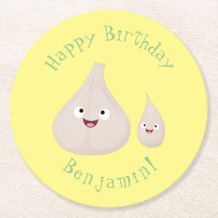 Gemüsemodelle für niedlichen Knoblauch-Cartoon Runder Pappuntersetzer