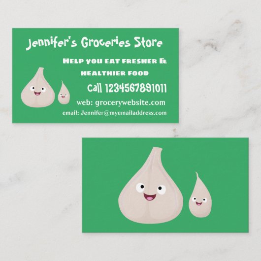 Gemüsemodelle für niedlichen Knoblauch-Cartoon Visitenkarte (Vorne/Hinten)