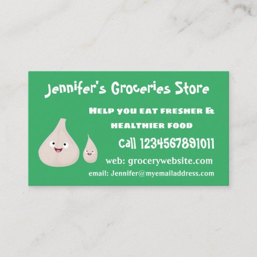 Gemüsemodelle für niedlichen Knoblauch-Cartoon Visitenkarte (Vorderseite)