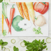 Gemüsemuster mit Monogramm Geschirrtuch (Gefaltet)