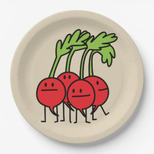 Gemüserettichgruppe des Rettich-glücklichen Pappteller