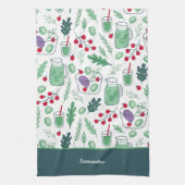 Gemüsesalatmuster mit dem Namen Grün Geschirrtuch (Vertikal)