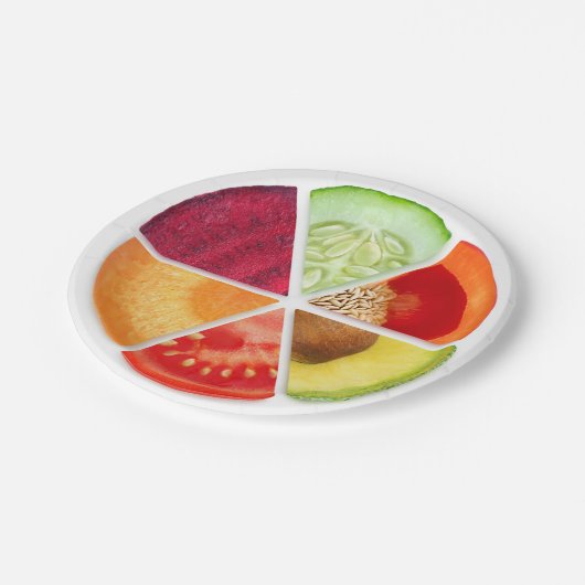 Gemüsescheiben Pappteller (Schrägansicht)