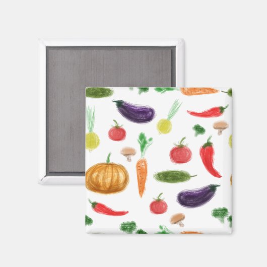 Gemüsesorten Tomatenzepfefferkarottenpilz c Magnet (Vorderseite/Rückseite)