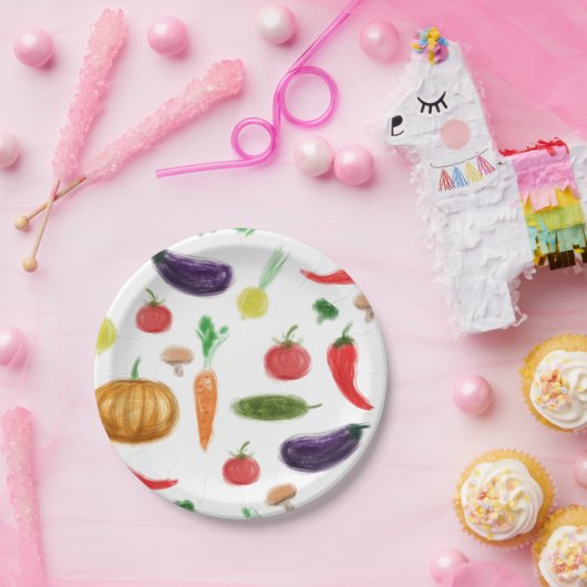 Gemüsesorten Tomatenzepfefferkarottenpilz c Pappteller (Party)