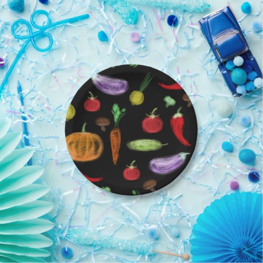 Gemüsesorten Tomatenzepfefferkarottenpilz c Pappteller (Party)