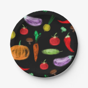 Gemüsesorten Tomatenzepfefferkarottenpilz c Pappteller