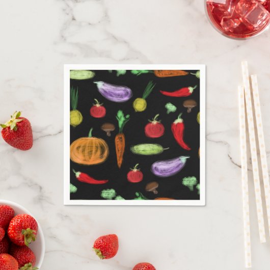 Gemüsesorten Tomatenzepfefferkarottenpilz c Serviette (Beispiel)