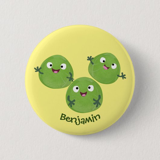 Gemüsesorten von Funny Brussels Cartoon Button (Vorderseite)