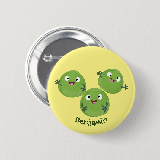 Gemüsesorten von Funny Brussels Cartoon Button (Vorne & Hinten)