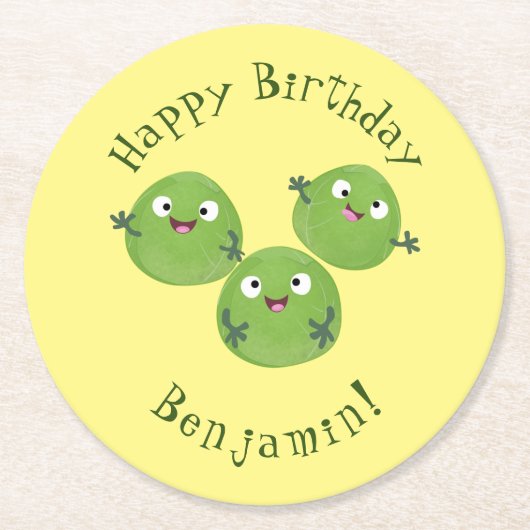 Gemüsesorten von Funny Brussels Cartoon Runder Pappuntersetzer (Vorderseite)