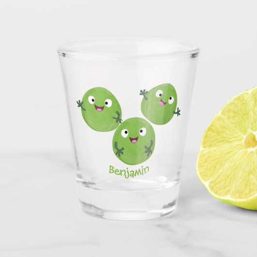 Gemüsesorten von Funny Brussels Cartoon Schnapsglas (Vorderseite)