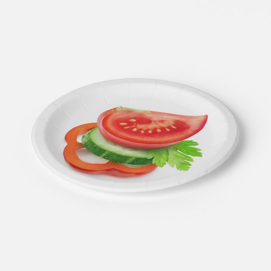 Gemüsestücke, frisch pappteller (Schrägansicht)