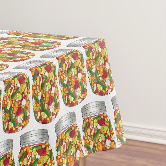 Gemüsesuppe Zuhause Canning Jars Kochen Tischdecke (Beispiel)