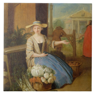Gemüseverkäufer, Covent Garten, c.1726 (Öl auf  Fliese