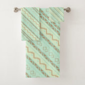 Gemustert Aztec Blue, Aquamarin, Linen Badhandtuch Set (Insitu)