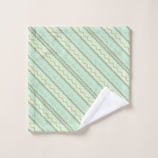 Gemustert Aztec Blue, Aquamarin, Linen Badhandtuch Set (Waschlappen)