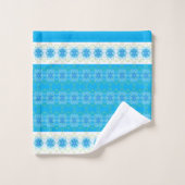 Gemustert Blau und Weiß Badhandtuch Set (Waschlappen)