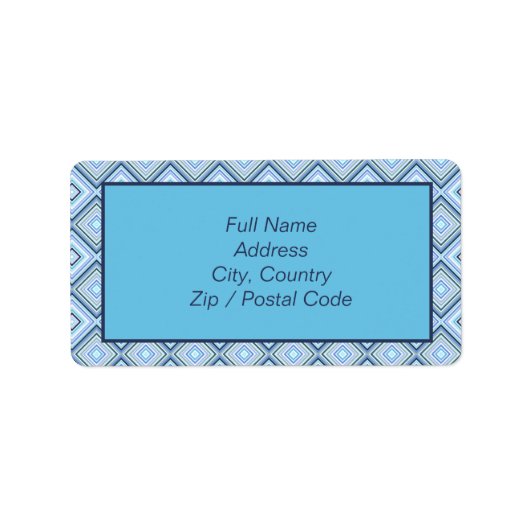 Gemustert Blue Large Address Label Adressaufkleber (Vorne)