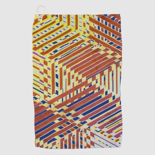 Gemustert braun, Marine, gelb Golfhandtuch (Vorderseite)