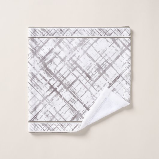 Gemustert Brown auf Weiß Badhandtuch Set (Waschlappen)