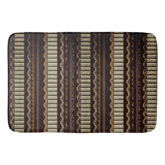 Gemustert Brown, Gold, Creme Badematte (Vorderseite)