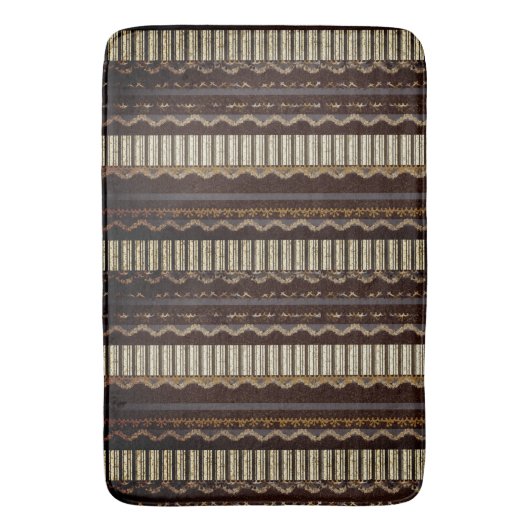Gemustert Brown, Gold, Creme Badematte (Vorderseite Vertikal)