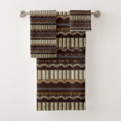Gemustert Brown, Gold, Creme Badhandtuch Set (Insitu)