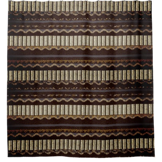 Gemustert Brown, Gold, Creme Duschvorhang (Vorderseite)