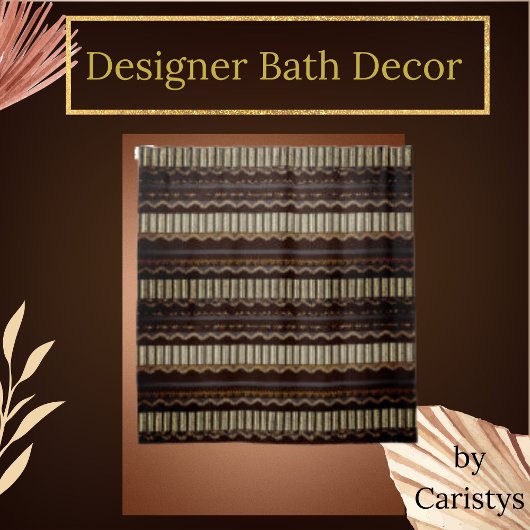 Gemustert Brown, Gold, Creme Duschvorhang