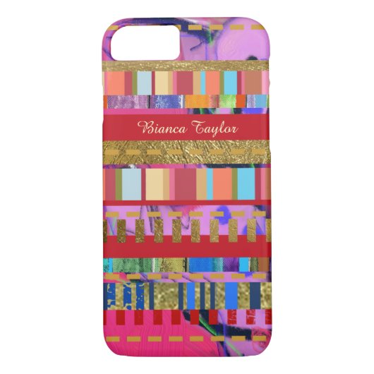gemustert . farbenfrohe Streifen auf rosa Girl Case-Mate iPhone Hülle (Rückseite)