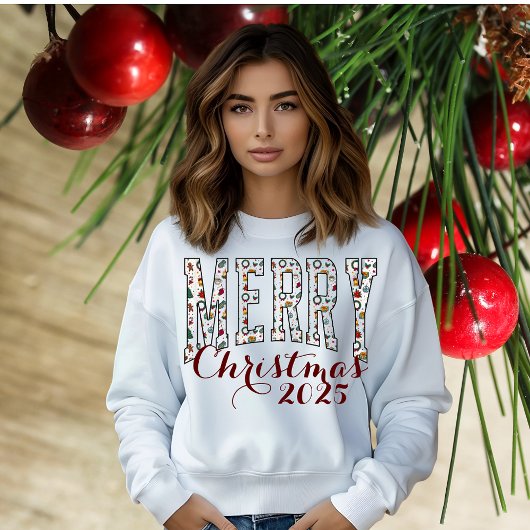 Gemustert Frohe Script Weihnachten Sweatshirt