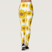 Gemustert Gelbe Sonnenblume mit winzigen Herz-Same Leggings (Rückseite)