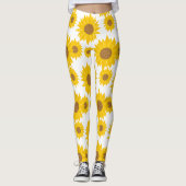 Gemustert Gelbe Sonnenblume mit winzigen Herz-Same Leggings (Vorderseite)