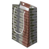 Gemustert grau und braun kleine geschenktüte (Vorderseite Schrägansicht)