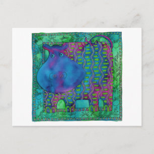 Gemustert Hippo Postkarte