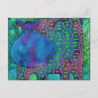Gemustert Hippo Postkarte
