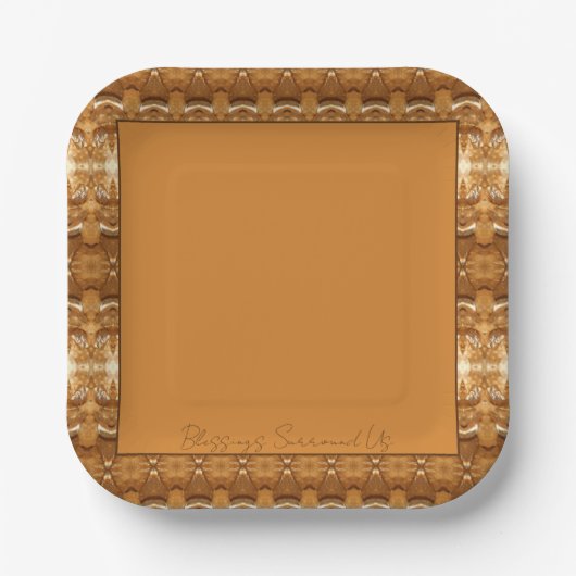 Gemustert in Braun und Gold Pappteller (Vorderseite)